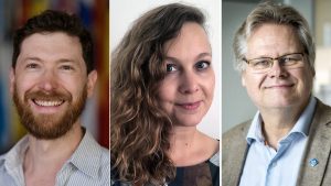 Porträtt på Matthias LEhner, Pernilla Hagberg och Göran Finnveden