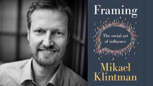 portätt på Mikael KLintman och omslaget på boken Framing