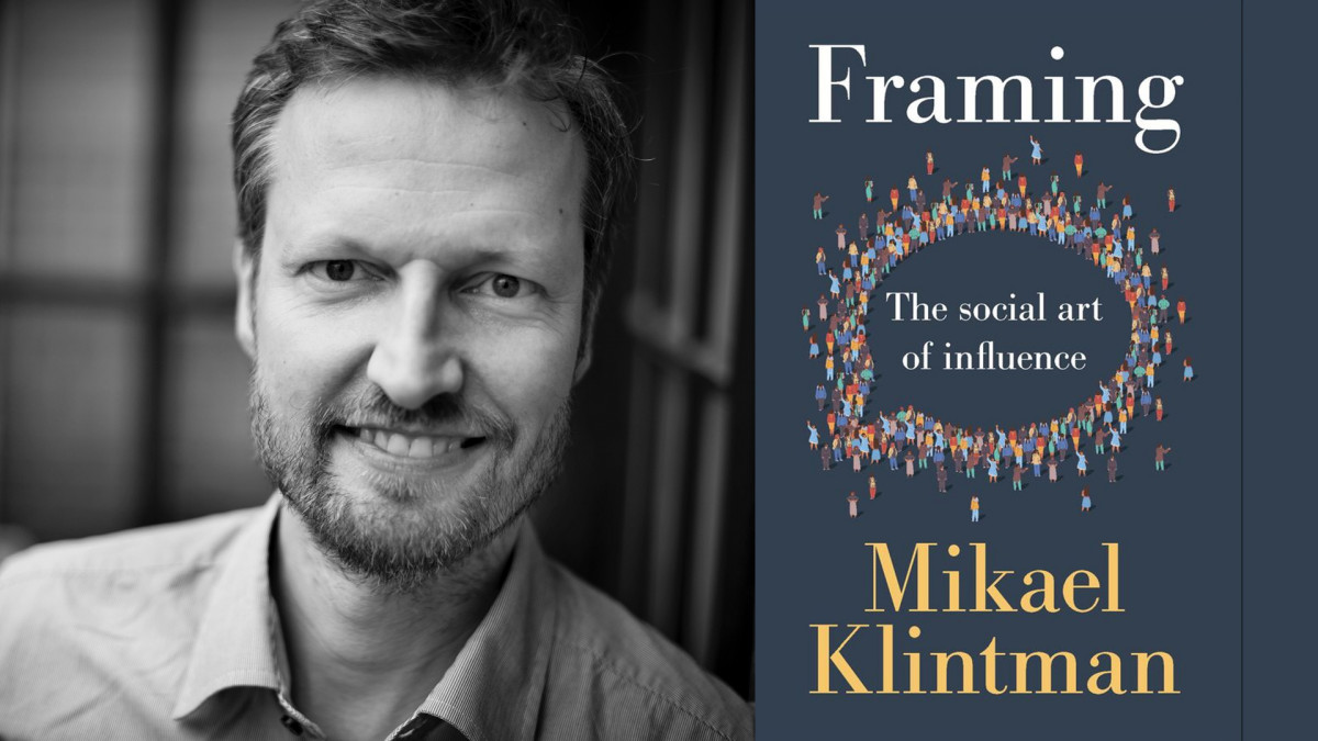 portätt på Mikael KLintman och omslaget på boken Framing