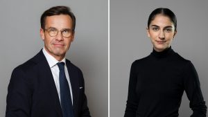 Porträtt på Ulf Kristersson och Romina Pourmoukthari