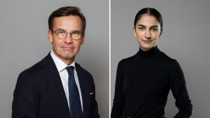 Porträtt på Ulf Kristersson och Romina Pourmoukthari
