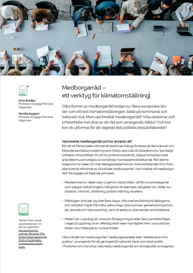 Medborgarråd – ett verktyg för klimatomställning